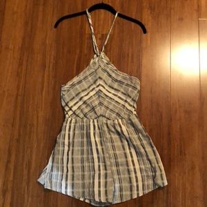 M striped lace up back tobi romper new with tags